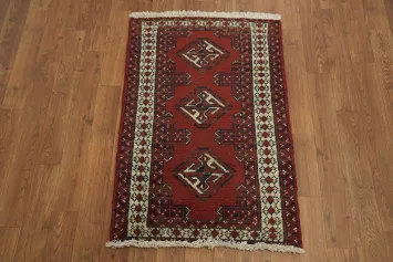 Vintage-Inspired Red Balouch Turkoman Persian Rug 2x3