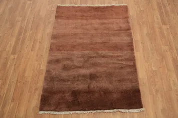 Rich Textured Brown Tones Gabbeh Zolanvari Persian Rug 4x5