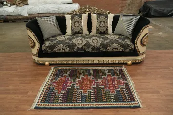 Geometric Sanandaj Persian Area Rug 4x5