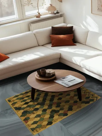 Colorful Harlequin Design Kilim Flat-weave Rug 4x5