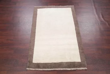 Contemporary Ivory Gabbeh Shiraz Persian Area Rug 4x6