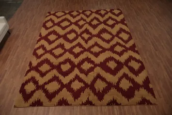 Ikat Patterned Moroccan Large Rug 10x14 for Modern Homes