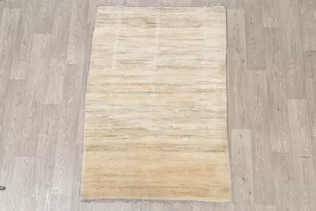 Modern Ivory Gabbeh Zolanvari Shiraz Persian Rug 4x5