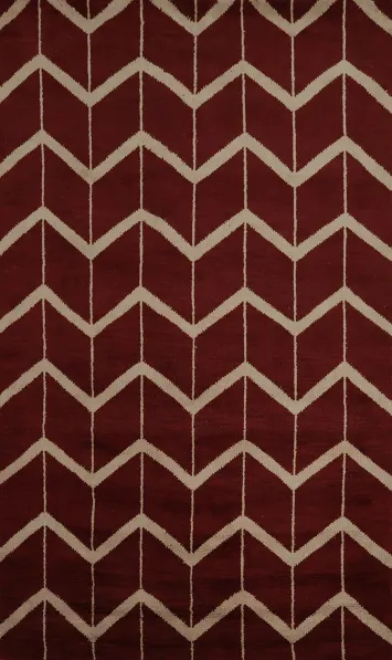 Chevron Style Red Moroccan Indian Area Rug 5x8