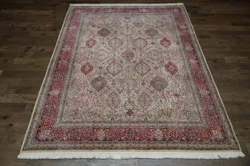 Elegant Pak Persian Garden Design Rug with Intricate Red Border Accents 9x12