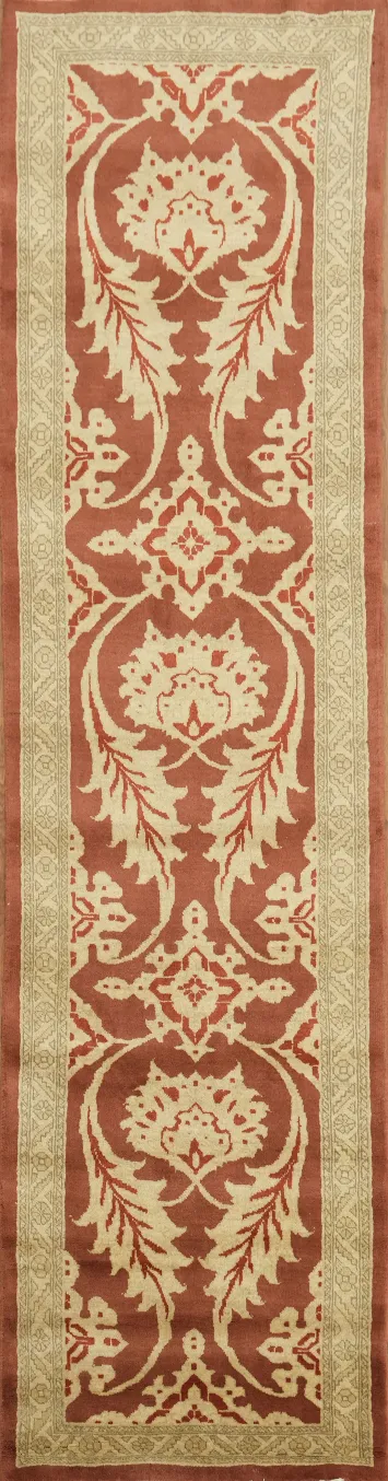 Rust Floral Oushak Persian Runner Rug 3x10