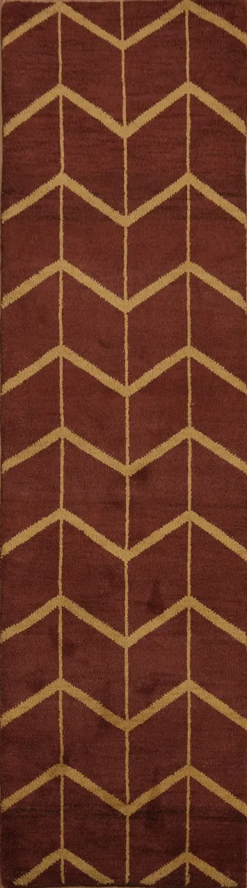 Rust Red Moroccan Trellis Runner Rug 3x9