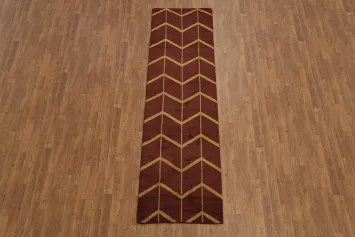Rust Red Moroccan Trellis Runner Rug 3x9