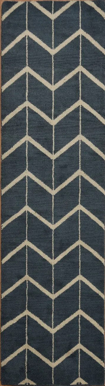 Blue Moroccan Trellis Runner Rug 3x10