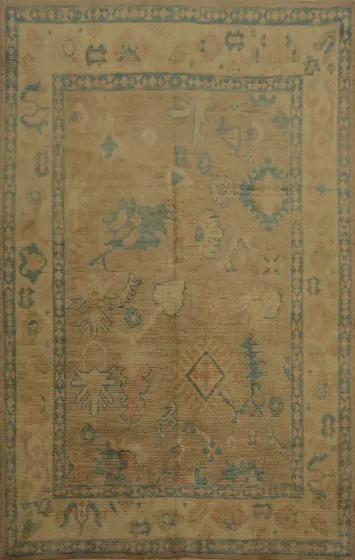 Classic Oushak Vegetable Dye Area Rug 6x8 with Soft Tones and Intricate Details