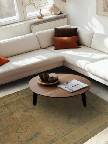 Classic Oushak Vegetable Dye Area Rug 6x8 with Soft Tones and Intricate Details