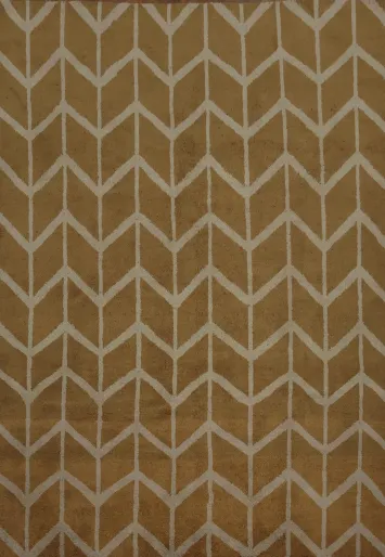 Warm Golden Brown Chevron Design Rug Perfect for Elegant Interiors 3x10
