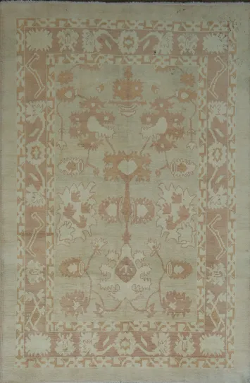 Vegetable Dye Oushak Turkish Hand-Knotted Area Rug 7x11