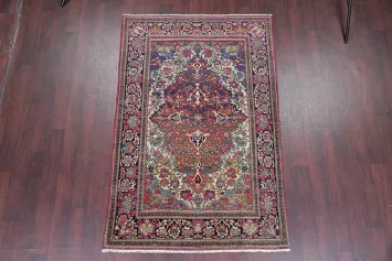 Pre-1900 Antique Vegetable Dye Sarouk Farahan Persian Rug 4x7