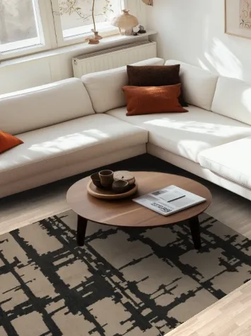 Industrial Charm Moroccan Area Rug 5x8 with Melting Ink Design