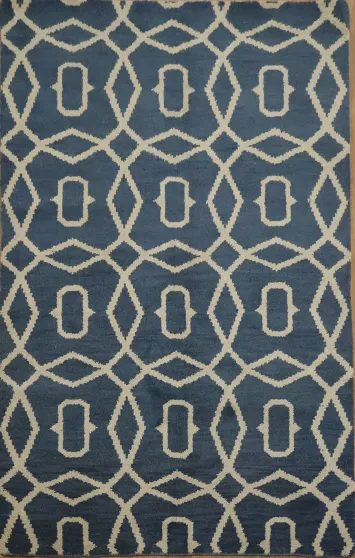 Blue Trellis Moroccan Oriental Area Rug 5x8