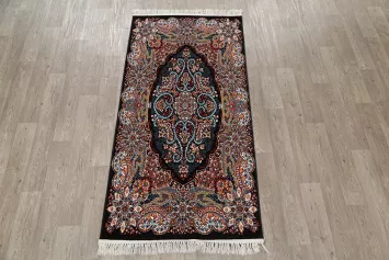 Black Floral Tabriz Turkish Oriental Rug