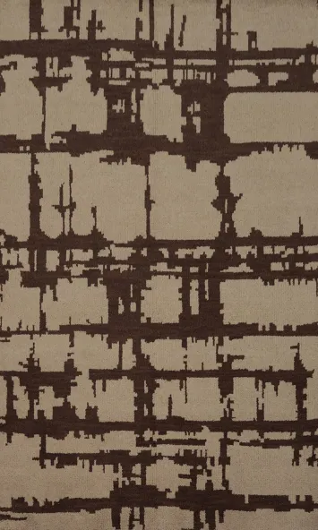 Abstract Urban Lines Brown and Beige Moroccan Area Rug 5x8