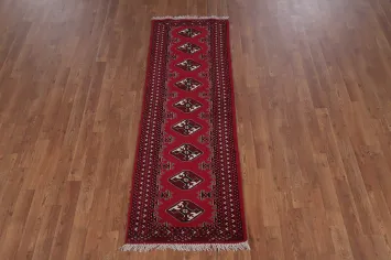 Red Geometric Balouch Persian Runner Rug 2x6