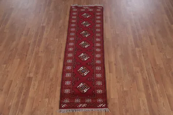 Red Geometric Balouch Persian Runner Rug 2x6