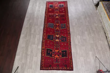 Antique Traditional Persian Runner Featuring Rich Red Tones 4x13