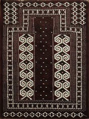 Geometric Wool Balouch Persian Rug 3x4