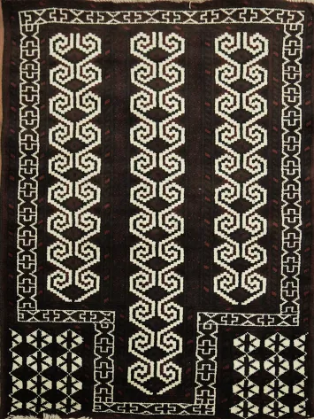 Handmade Wool Geometric Balouch Persian Rug 3x4