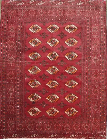 Antique Geometric Tukoman Persian Hand-Knotted 4x6 Wool Area Rug