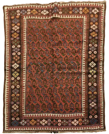 Vegetable Dye Antique Bakhtiari Saman Persian Wool Rug 4x5 ft