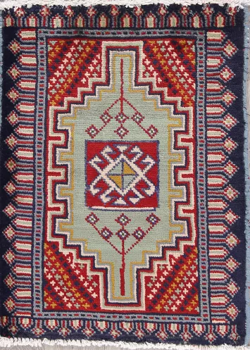 Geometric Green Hamedan Persian Rug 2x3