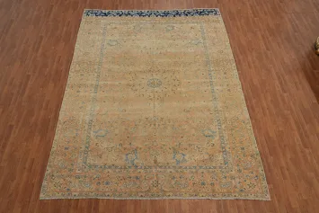 Distressed Wool Kashan Persian Area Rug 9x13