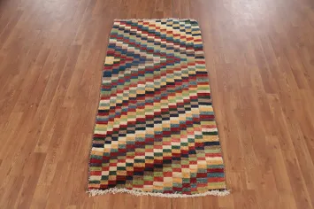 All-Over Checkered Wool Gabbeh Persian Rug 3x5