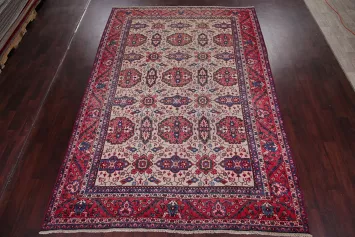 Geometric Antique Heriz Persian Wool Rug 8x11