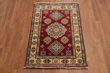 Red Kazak Chechen Oriental Foyer Rug 3x4