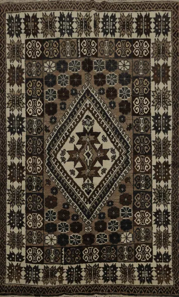 Classic Earth-Toned Authentic Moroccan Area Rug 5x7