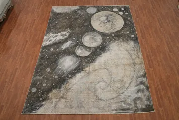 Night Sky Pictorial Wool Modern Persian Wool Rug 9x13