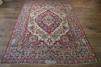 Pre-1900 Vegetable Dye Kerman Persian Rug 9x13 Signed By Master-Weaver