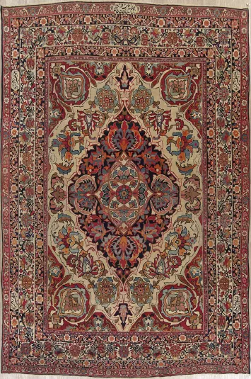 Pre-1900 Vegetable Dye Kerman Persian Rug 9x13 Signed By Master-Weaver