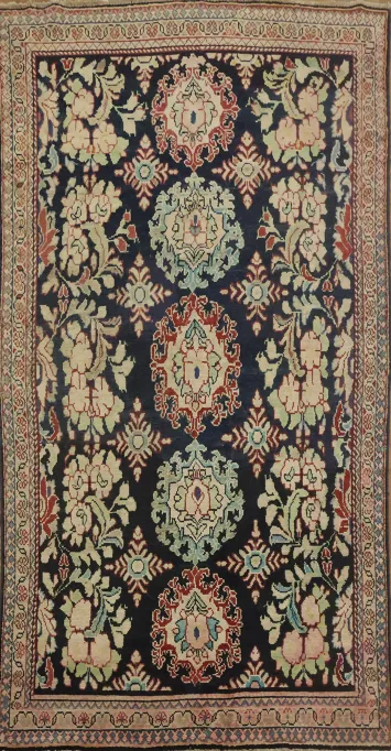 Antique Navy Blue Sultanabad Persian Runner Rug 5x9
