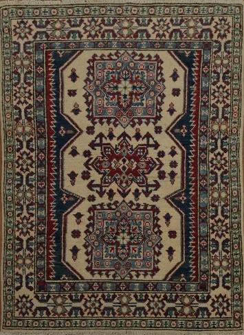 Geometric Kazak Pakistan Wool Rug 3x4