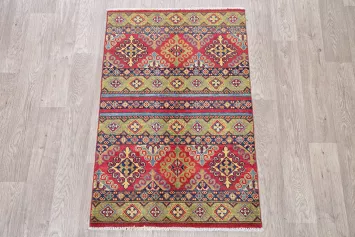 Geometric Super Kazak Pakistan Wool Rug 3x4
