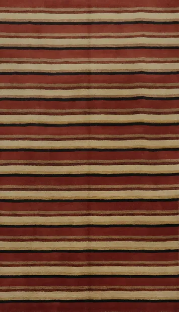 Striped Gabbeh Area Rug 6x10 Blend of Warm and Cool Tones