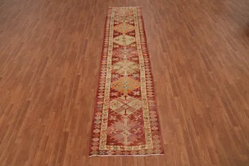 Geometric Wool Oushak Turkish Runner Rug 3x12