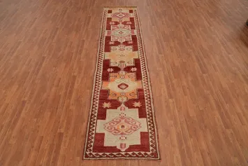 Vegetable Dye Oushak Turkish Oriental Wool Runner Rug 3x12