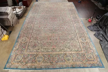 Antique Vegetable Dye Kerman Persian Palace Rug 16x27