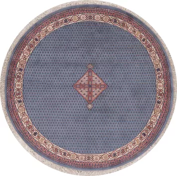 Blue Geometric Botemir Indian Oriental Wool Rugs