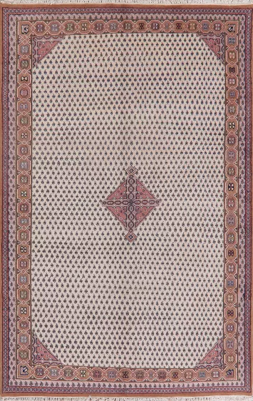 Geometric Ivory Bidjar Indian Oriental Wool Rugs