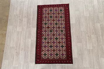 Geometric Balouch Afghan Wool Rug 3x6
