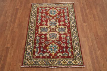 Geometric Red Super Kazak Pakistan Wool Rug 3x5