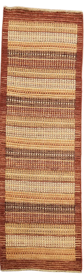 Multi-Color Stripe Modern Oriental Runner Rug 3x8